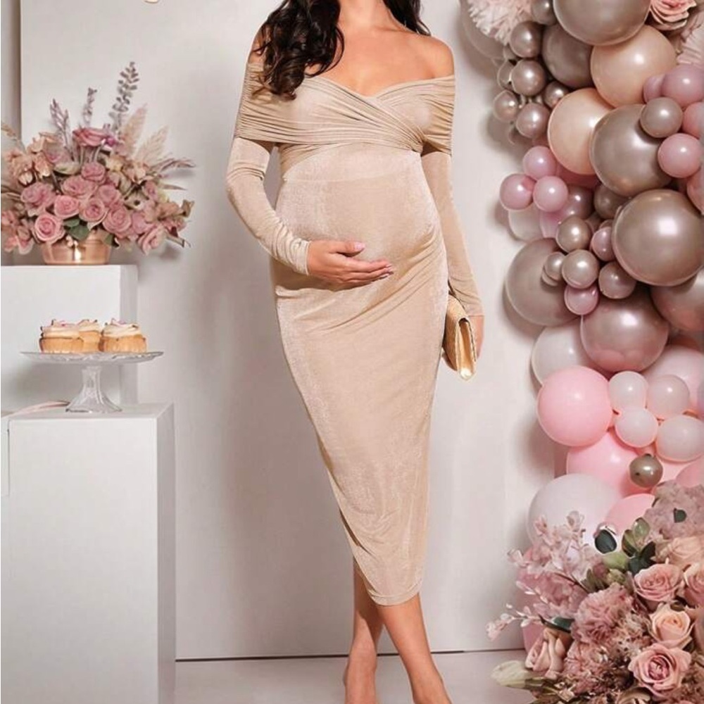 SHEIN Off-Shoulder Maternity Dress